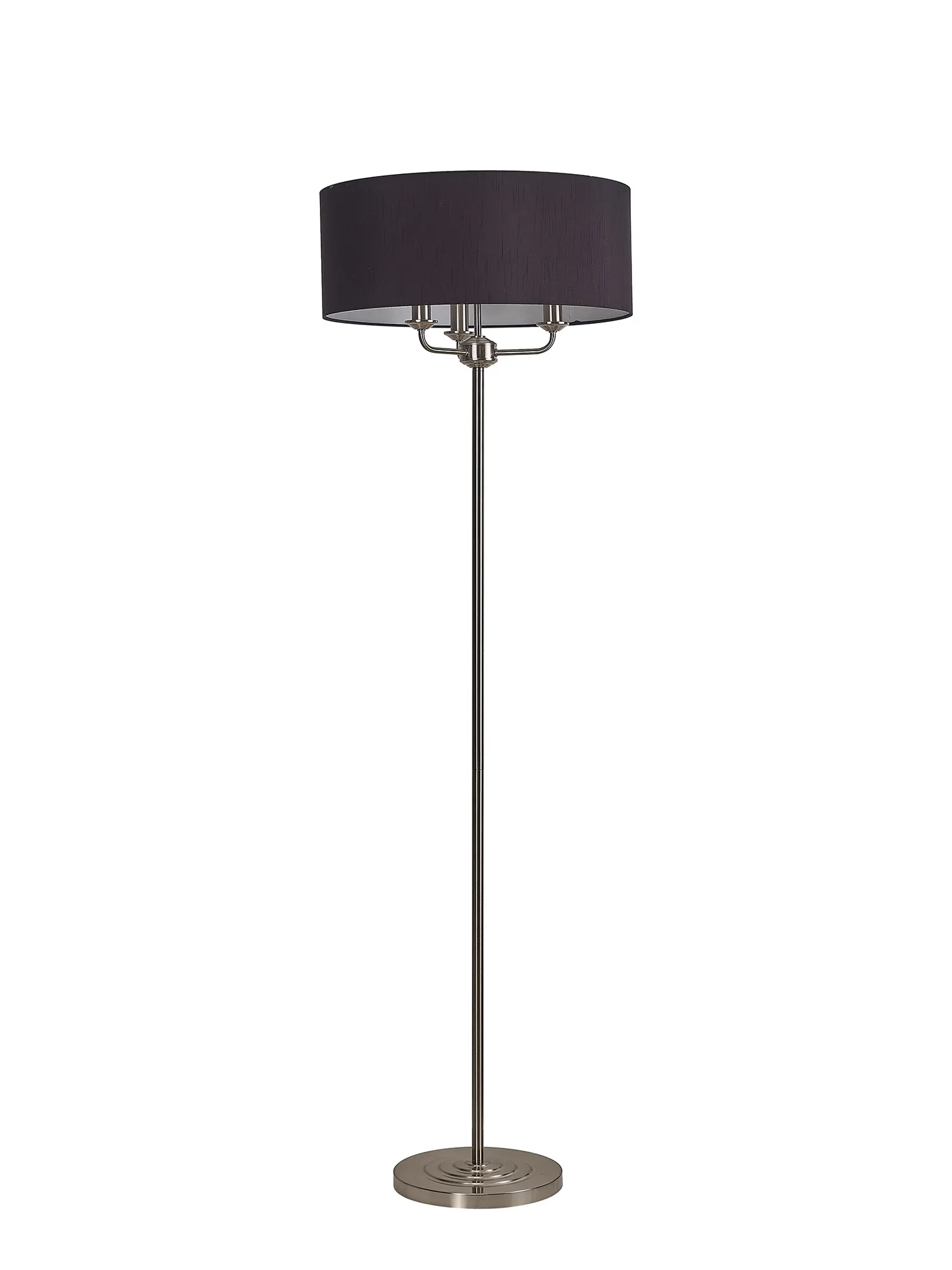 Banyan 45cm 3 Light Floor Lamp Satin Nickel; Black DK0932  Deco Banyan SN BL